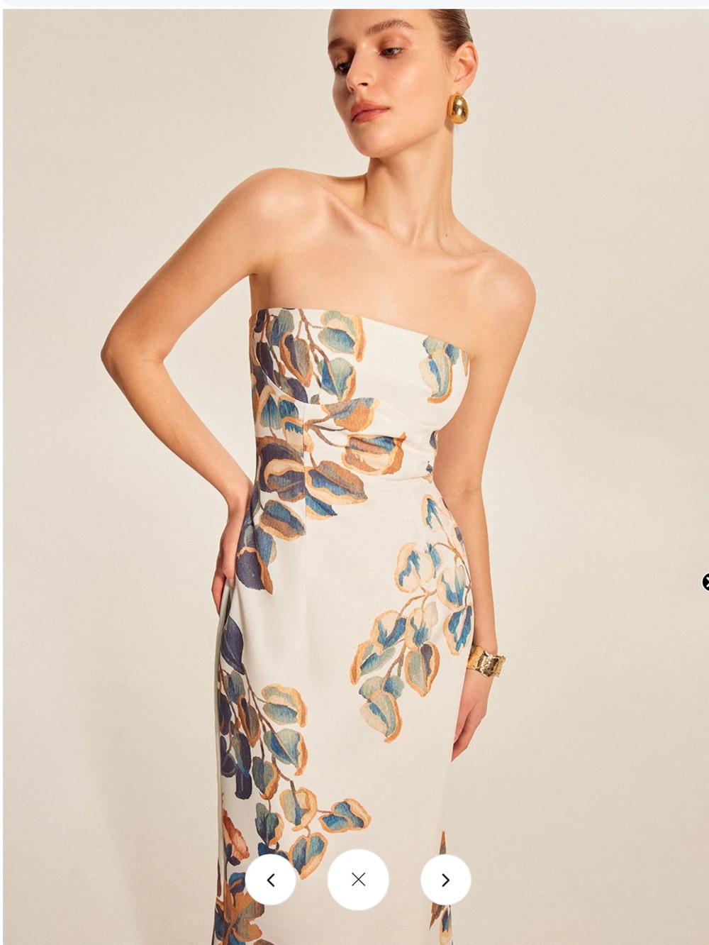 Commence Strapless Floral Leaf Midi Dress Size Medium - Picture 5 of 14